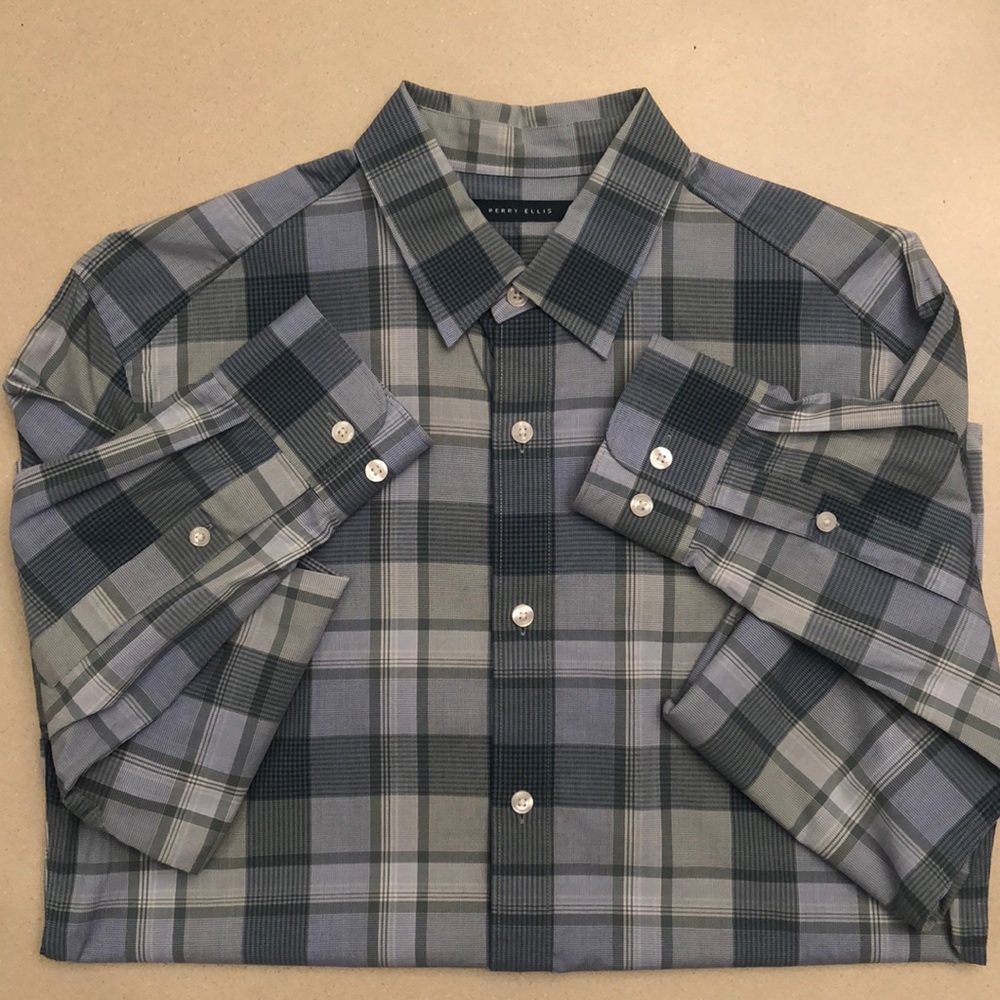 Perry Ellis Plaid Button Down